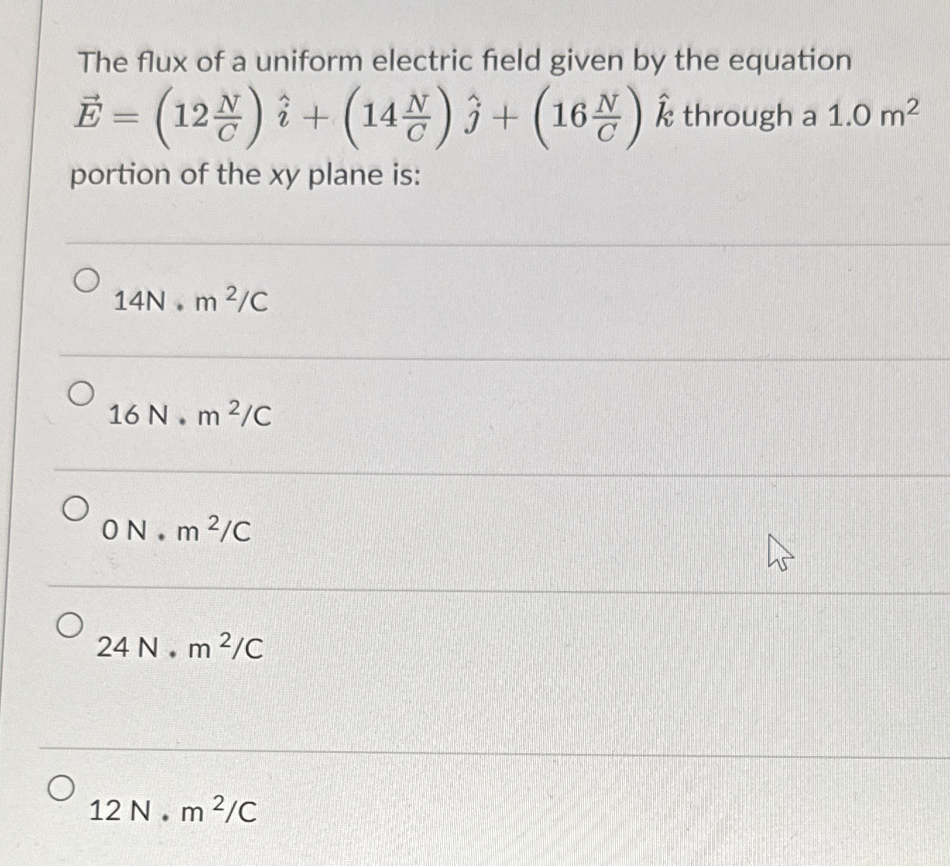 The flux of a uniform electric field given by the