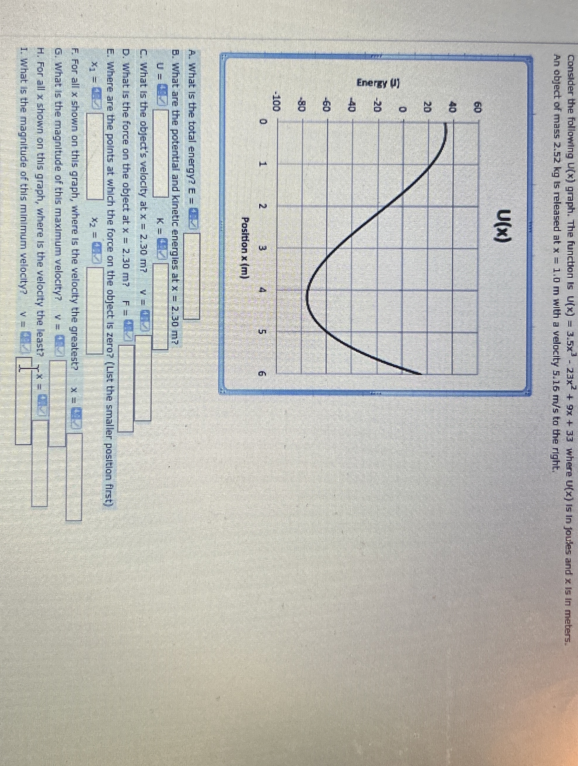 Consider the following U ( x ) graph. The