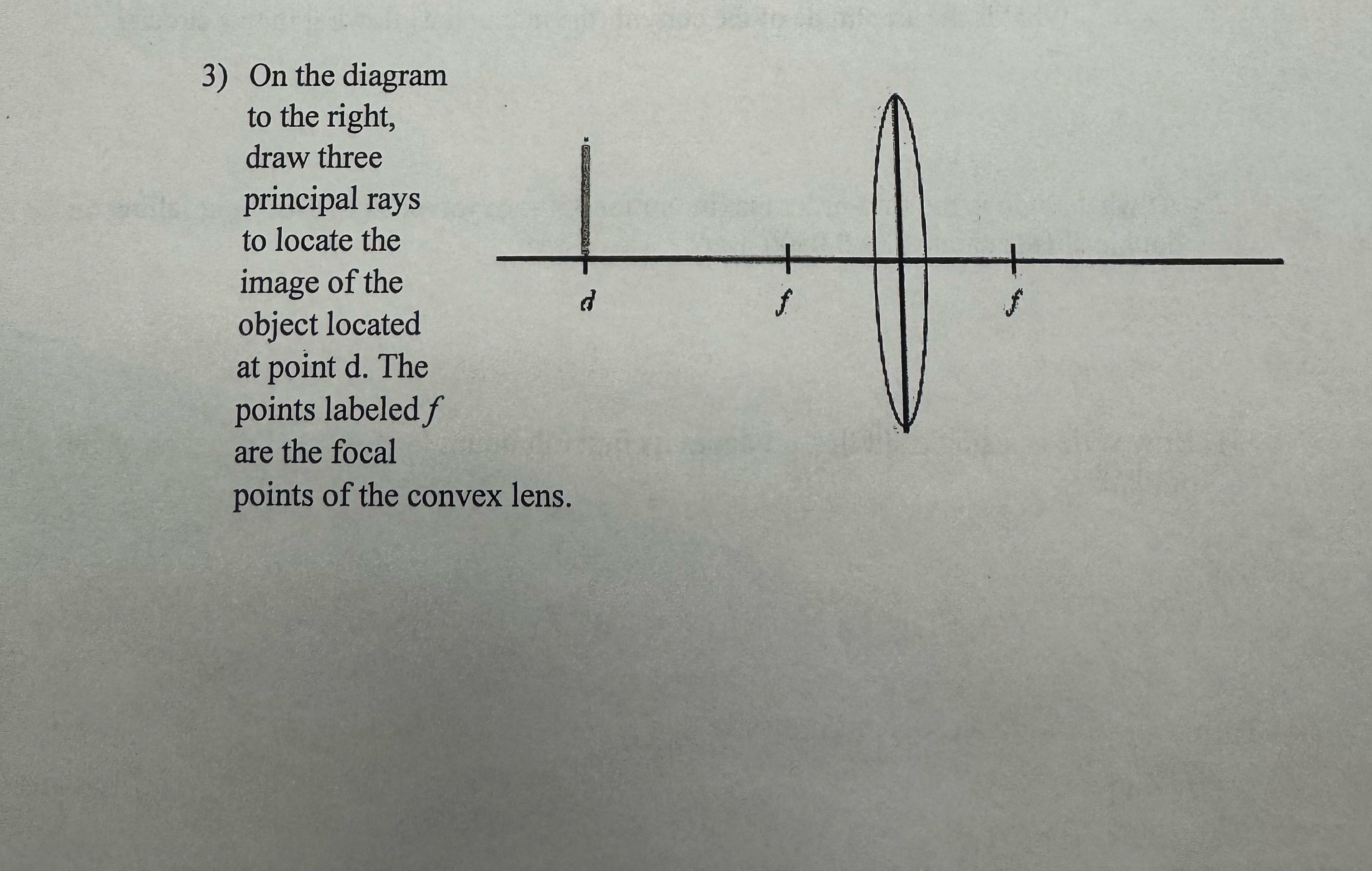 On the diagram to the right, draw three principal