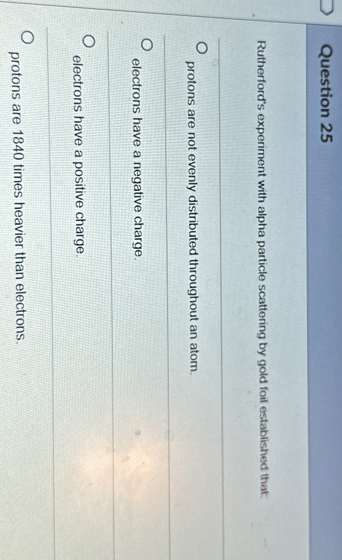 Question 2 5 Rutherford's experiment with alpha