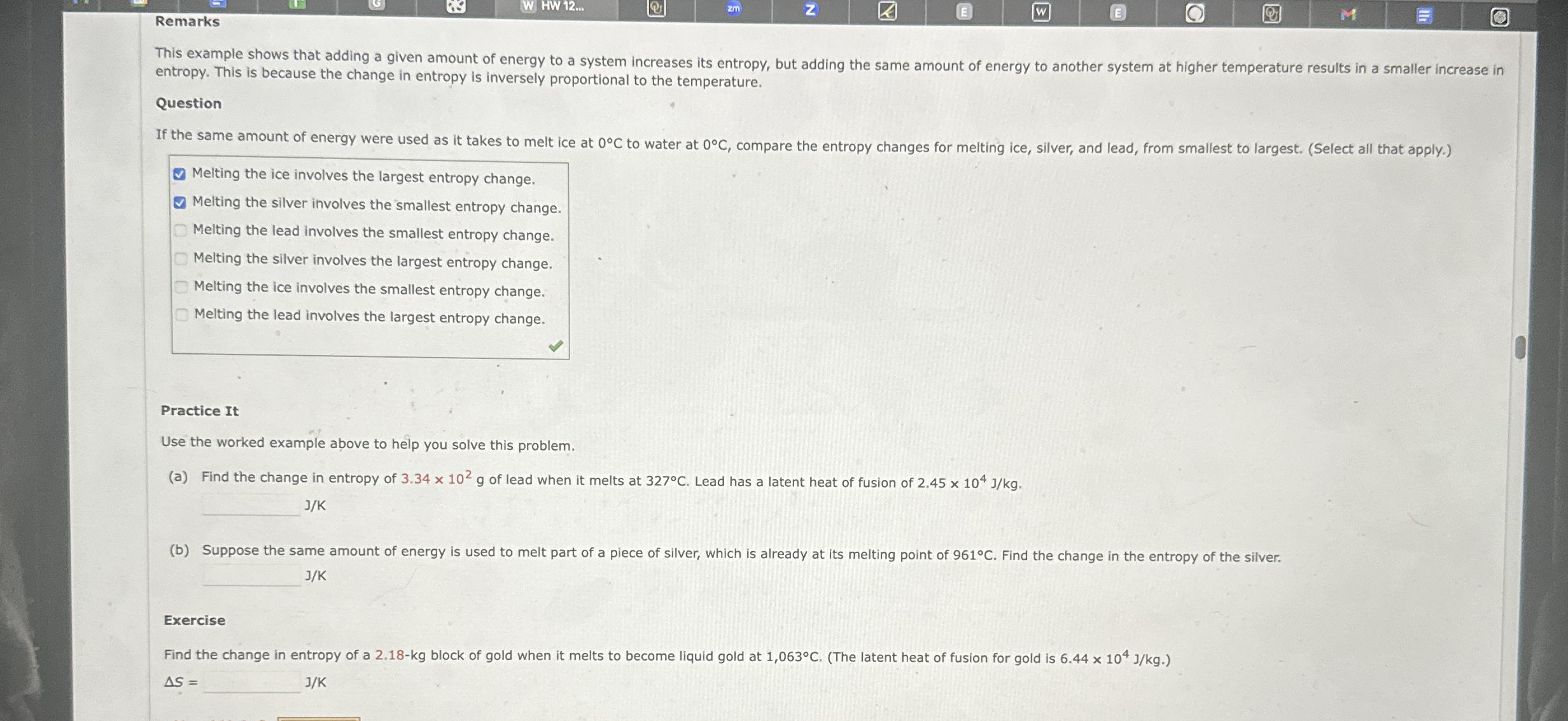 Remarks entropy. This is because the change in
