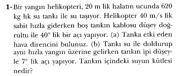 1 - Bir yangmn helikopteri, 2 0 m lik halatin