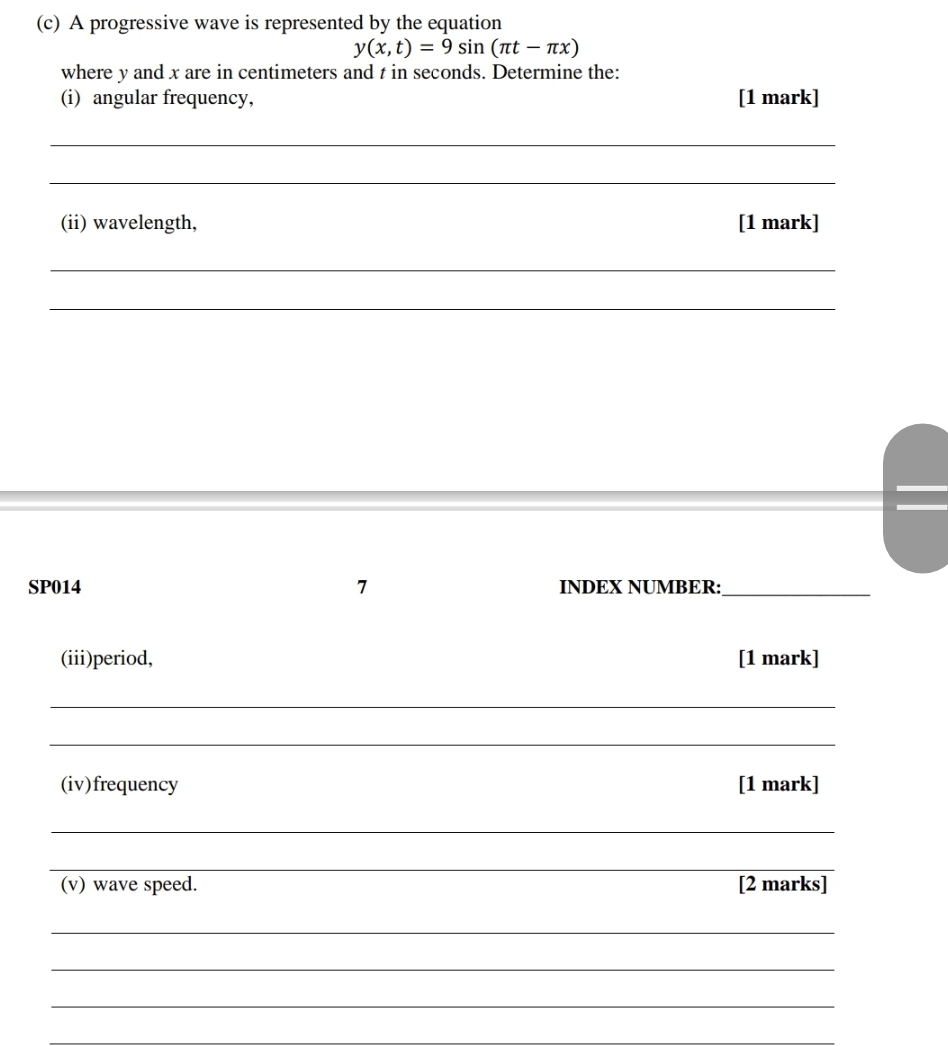 ( c ) A progressive wave is represented by the