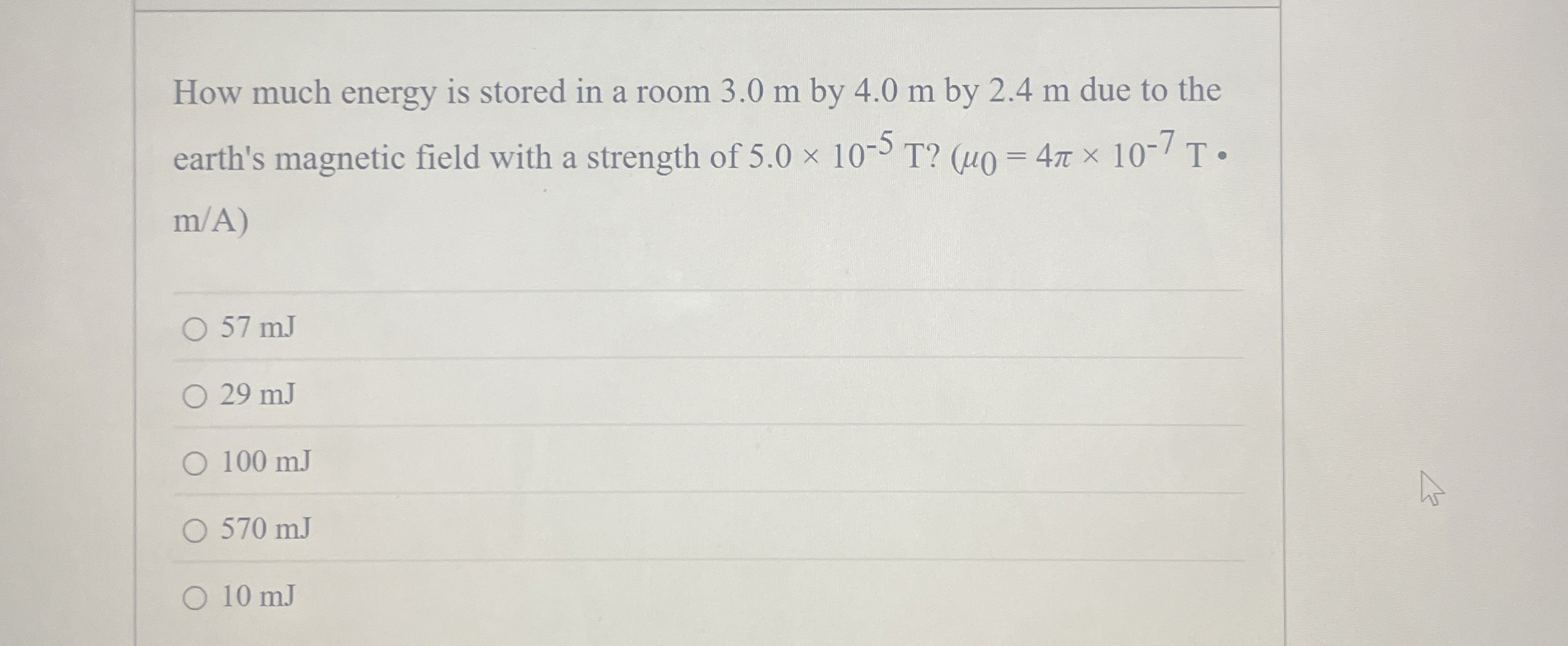 How much energy is stored in a room 3 . 0 m by 4