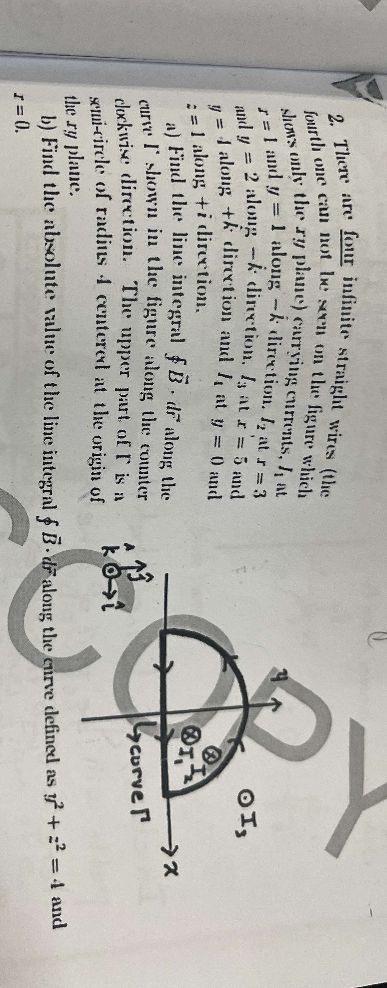 There are four infinite straight wires ( the