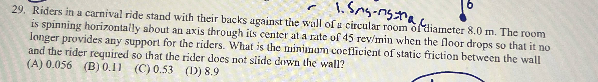 is spinning horizontally about an axis through