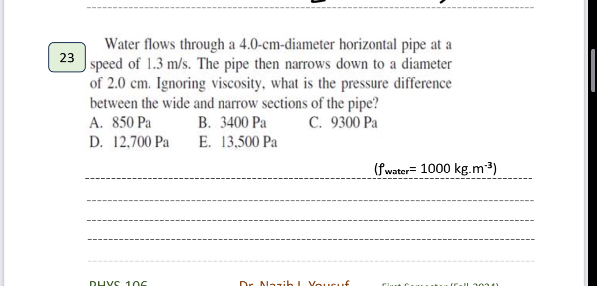 Water flows through a 4 . 0 - c m - diameter