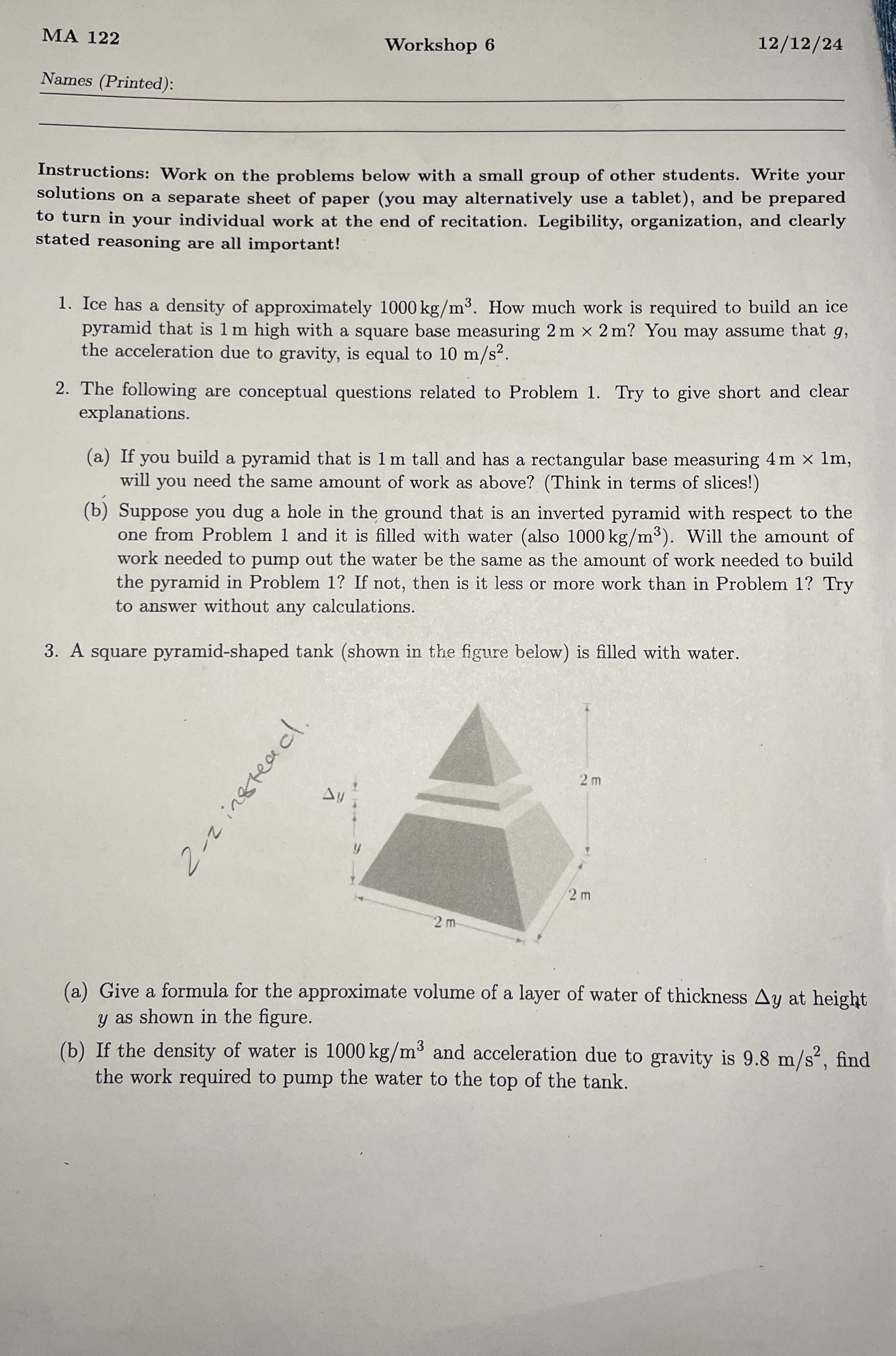 MA 1 2 2 Workshop 6 1 2 / 1 2 / 2 4 Names (