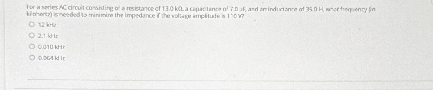 For a series AC circuit consisting of a