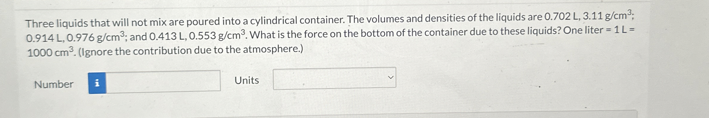 Three liquids that will not mix are poured into a