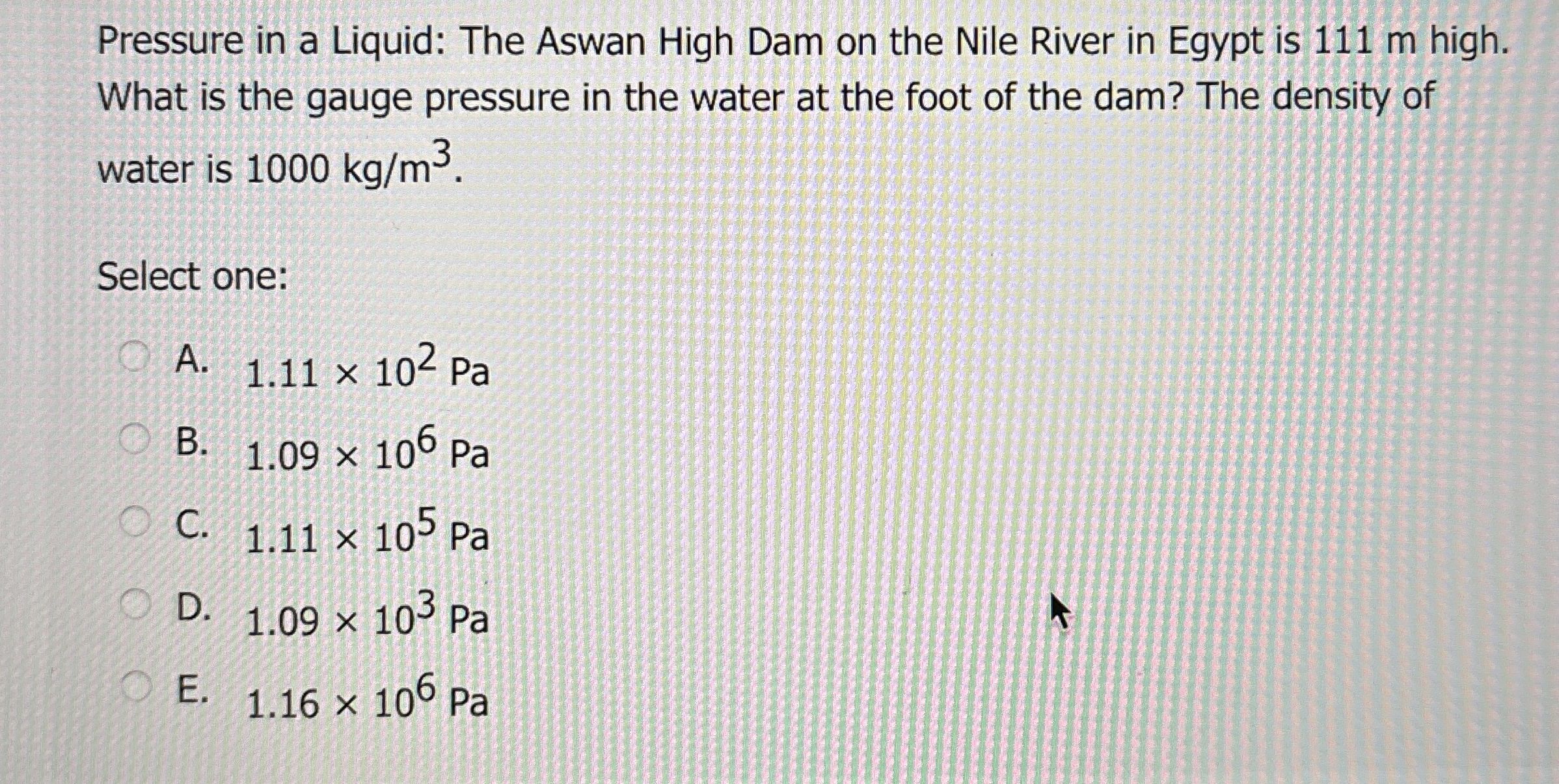 Pressure in a Liquid: The Aswan High Dam on the