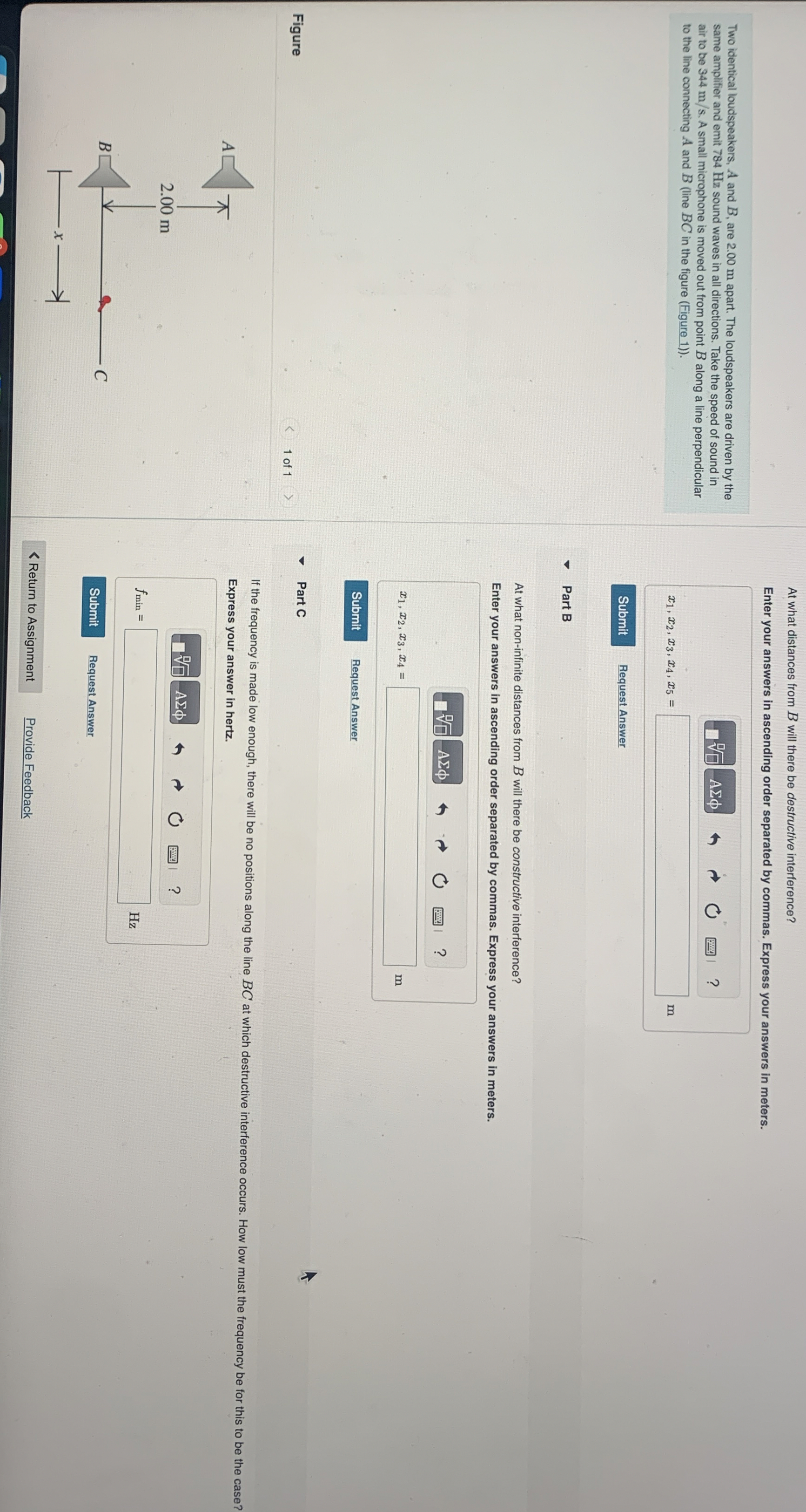 At what distances from B will there be