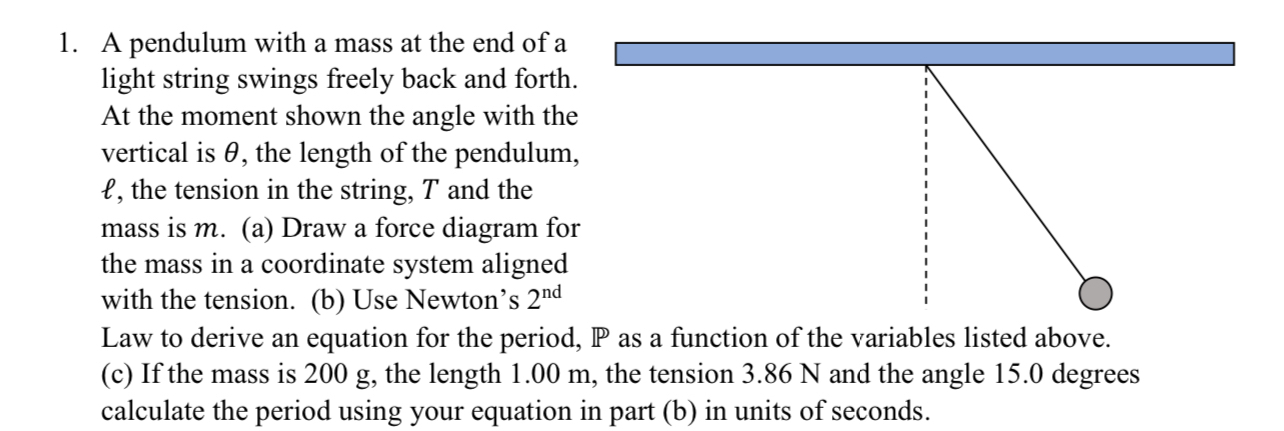 A pendulum with a mass at the end of a light