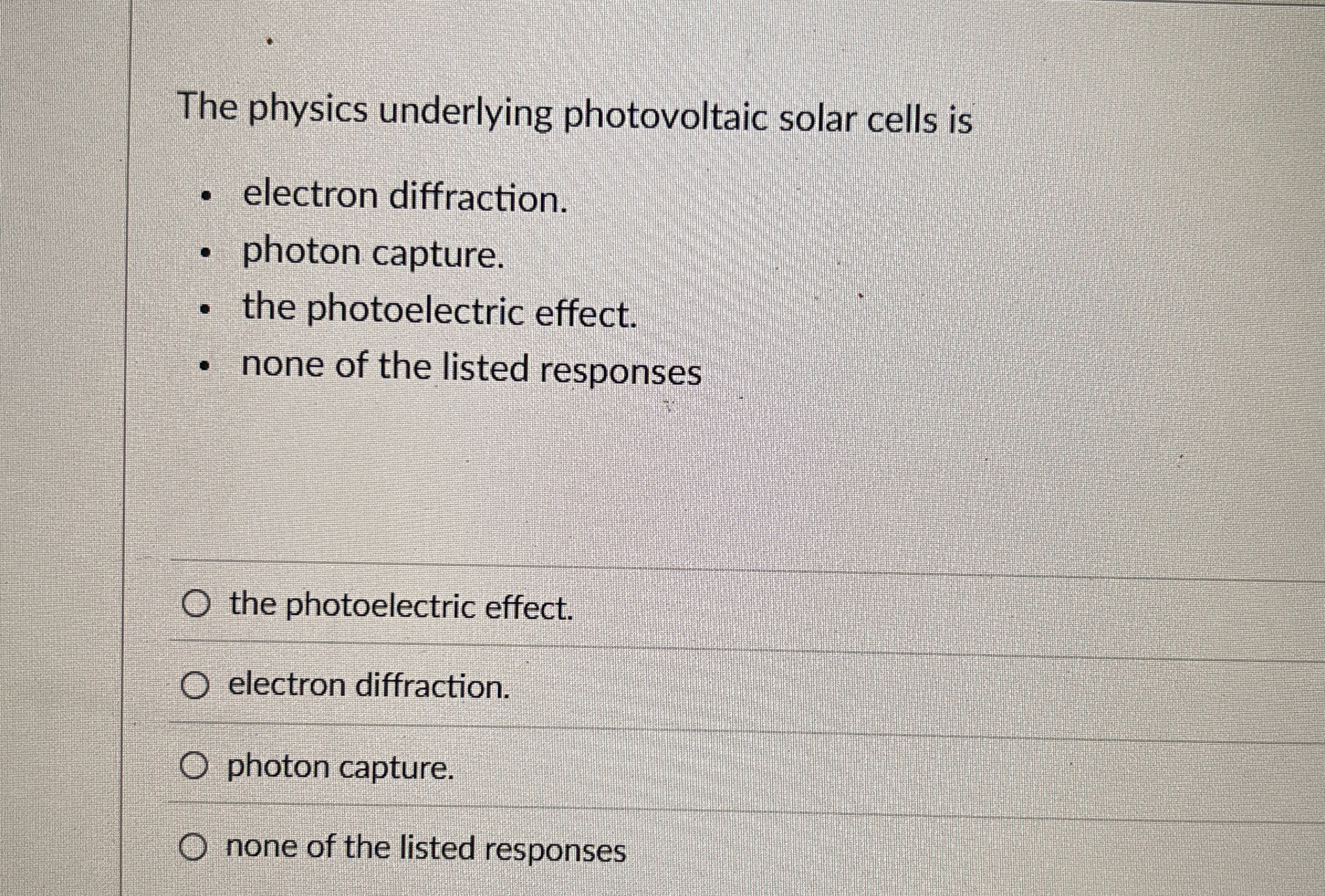 The physics underlying photovoltaic solar cells