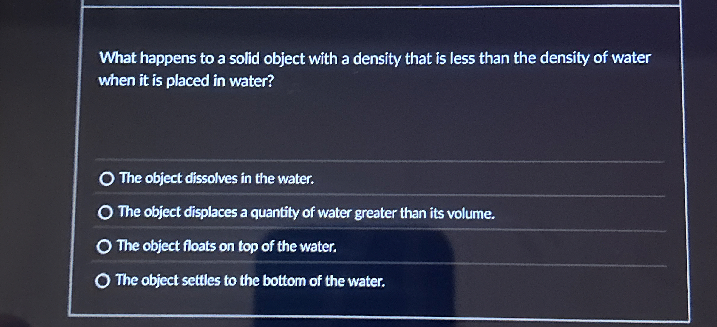 What happens to a solid object with a density