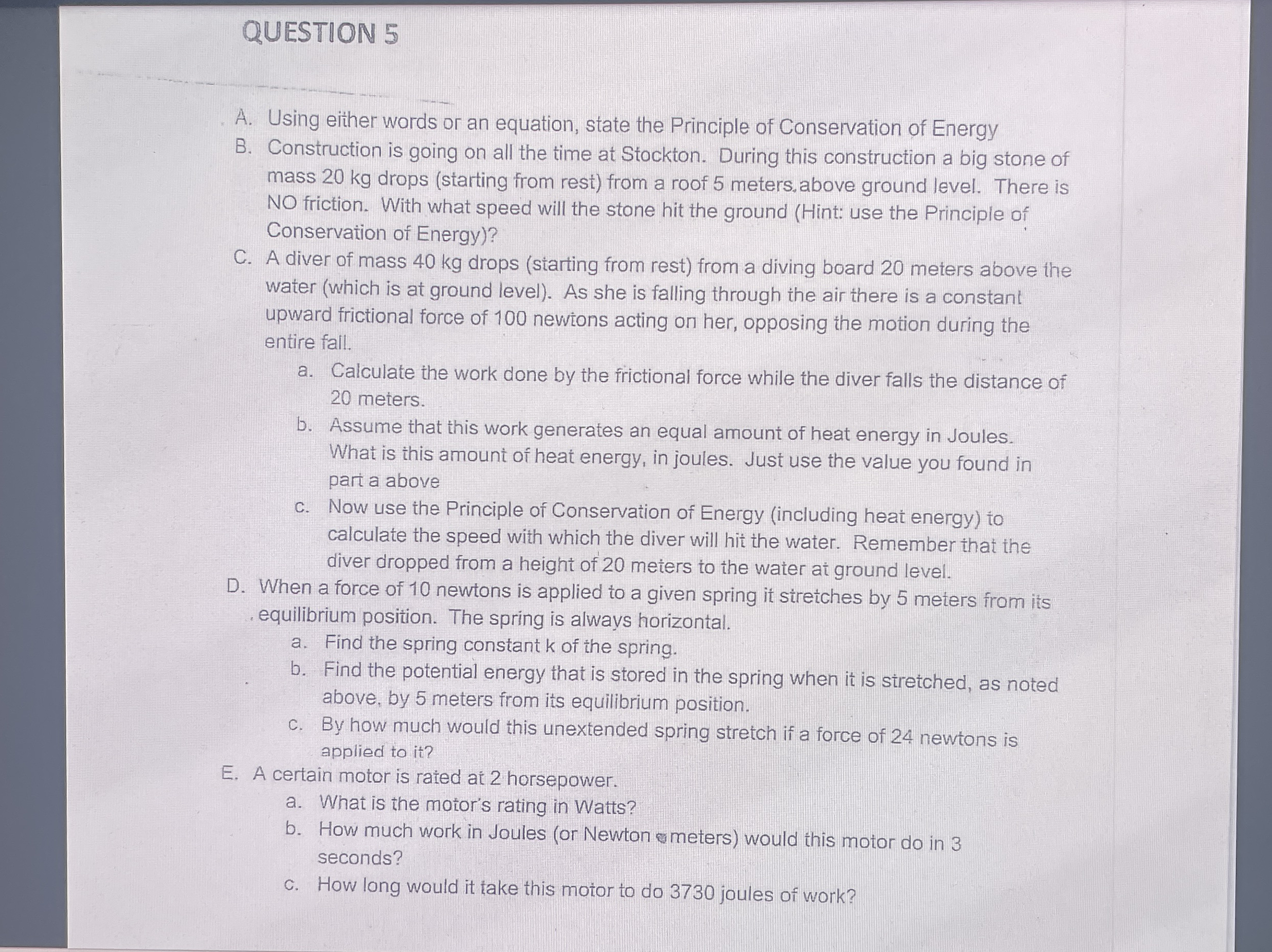 QUESTION 5 A . Using eirher words or an equation,