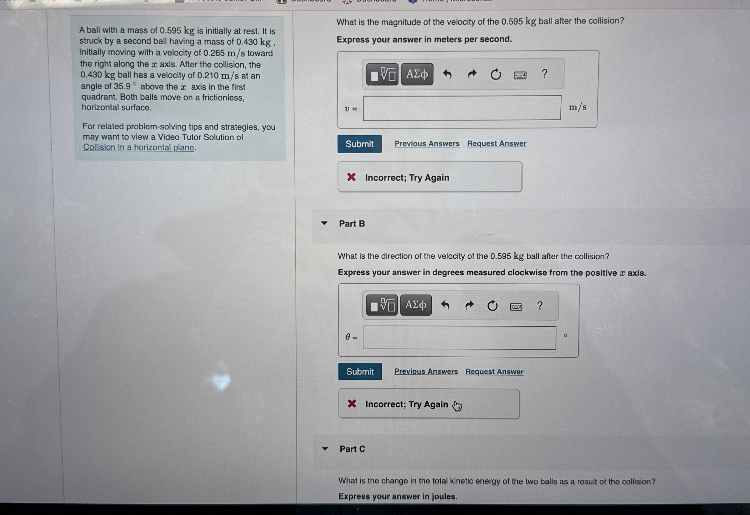 A ball with a mass of 0 . 5 9 5 kg is initially