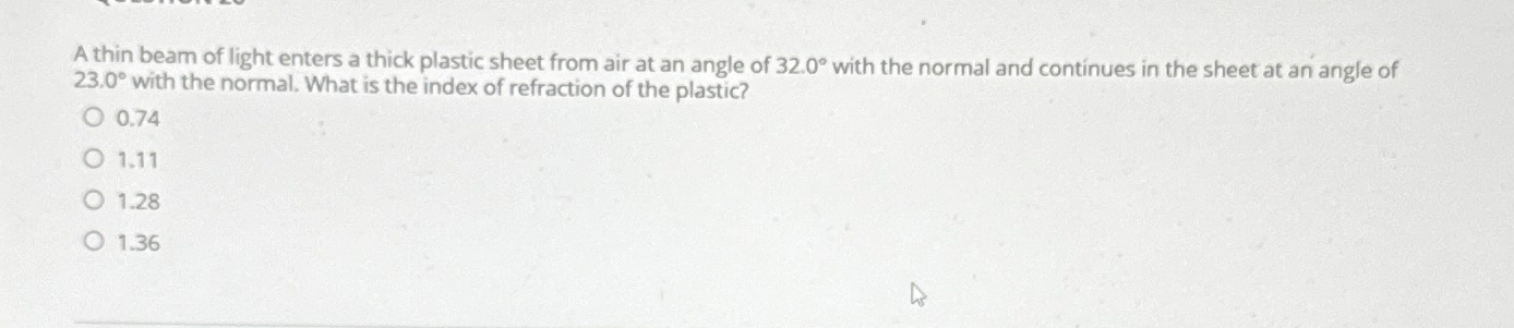 A thin beam of light enters a thick plastic sheet