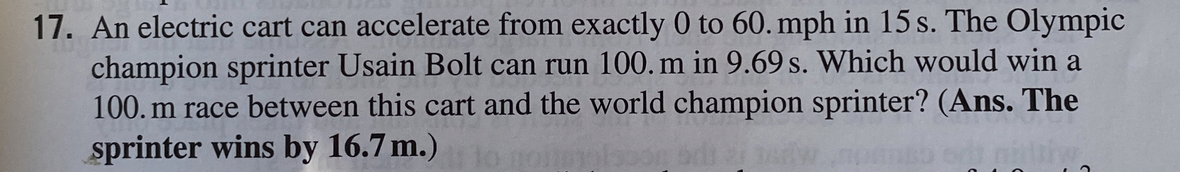 An electric cart can accelerate from exactly 0 to
