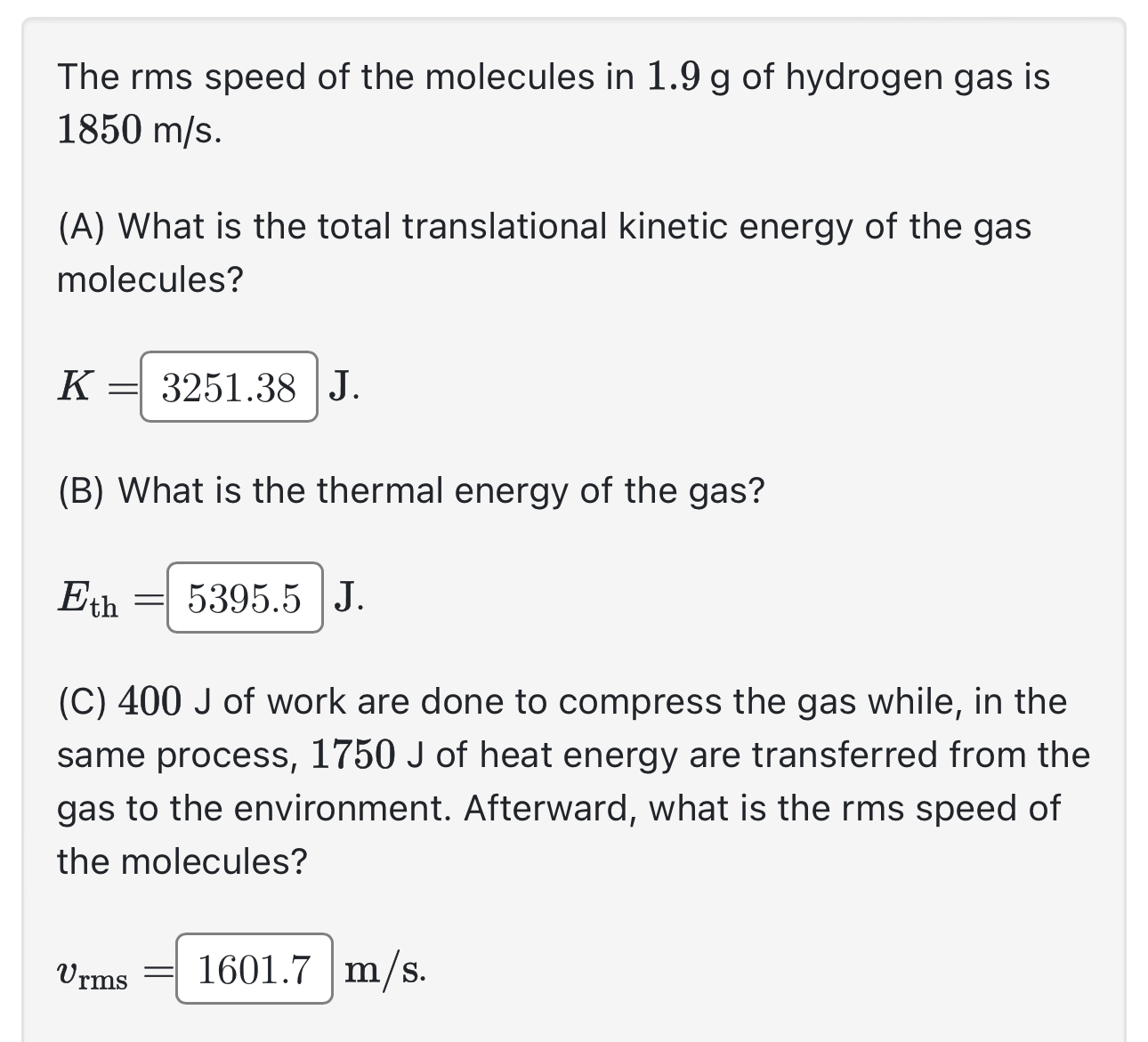 The rms speed of the molecules in 1 . 9 g of