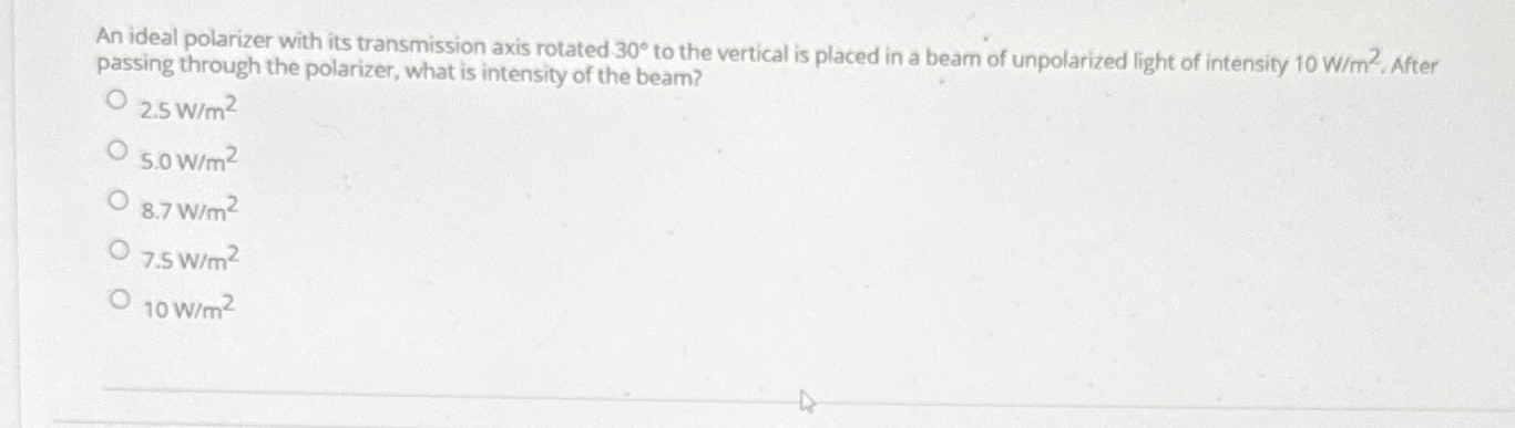 An ideal polarizer with its transmission axis