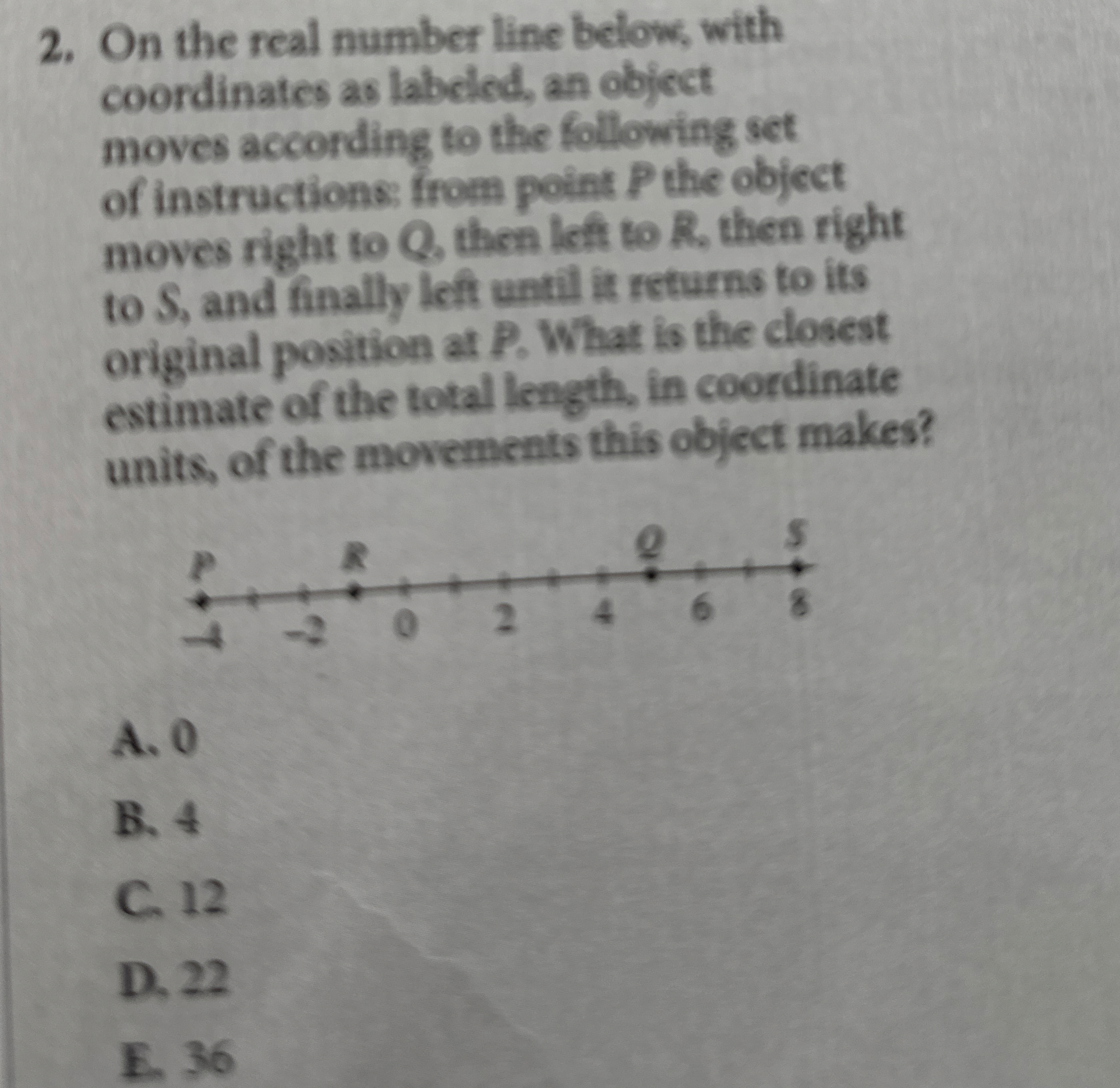 On the real number line below, with coordinates
