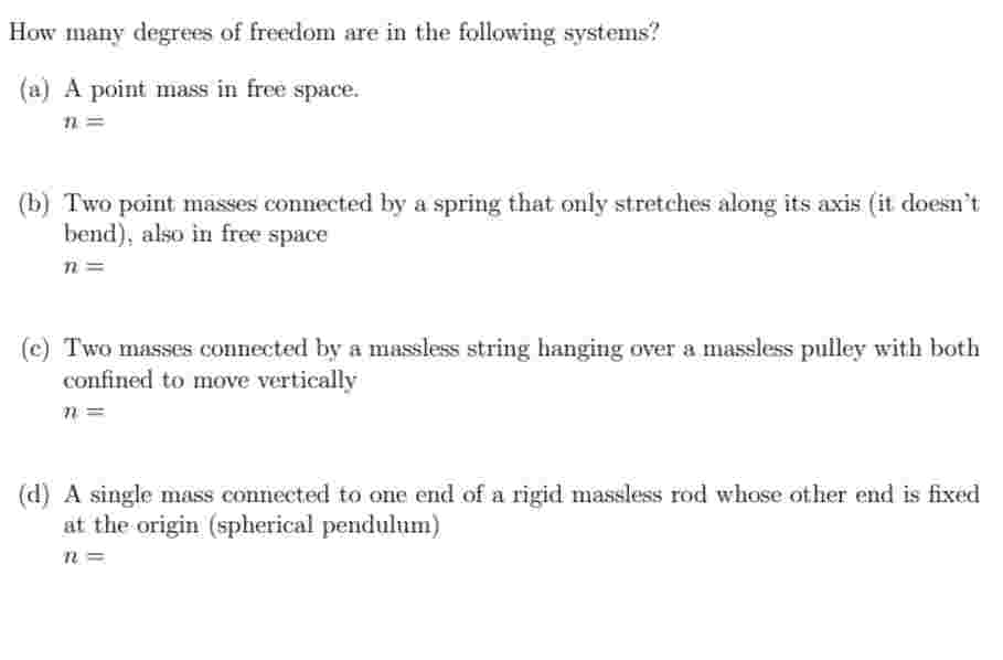 How many degrees of freedom are in the following