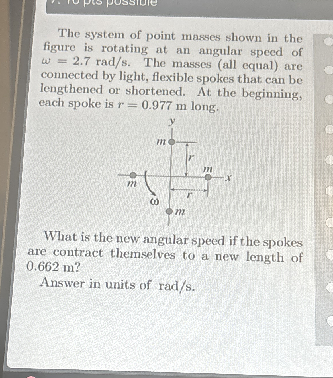 The system of point masses shown in the figure is