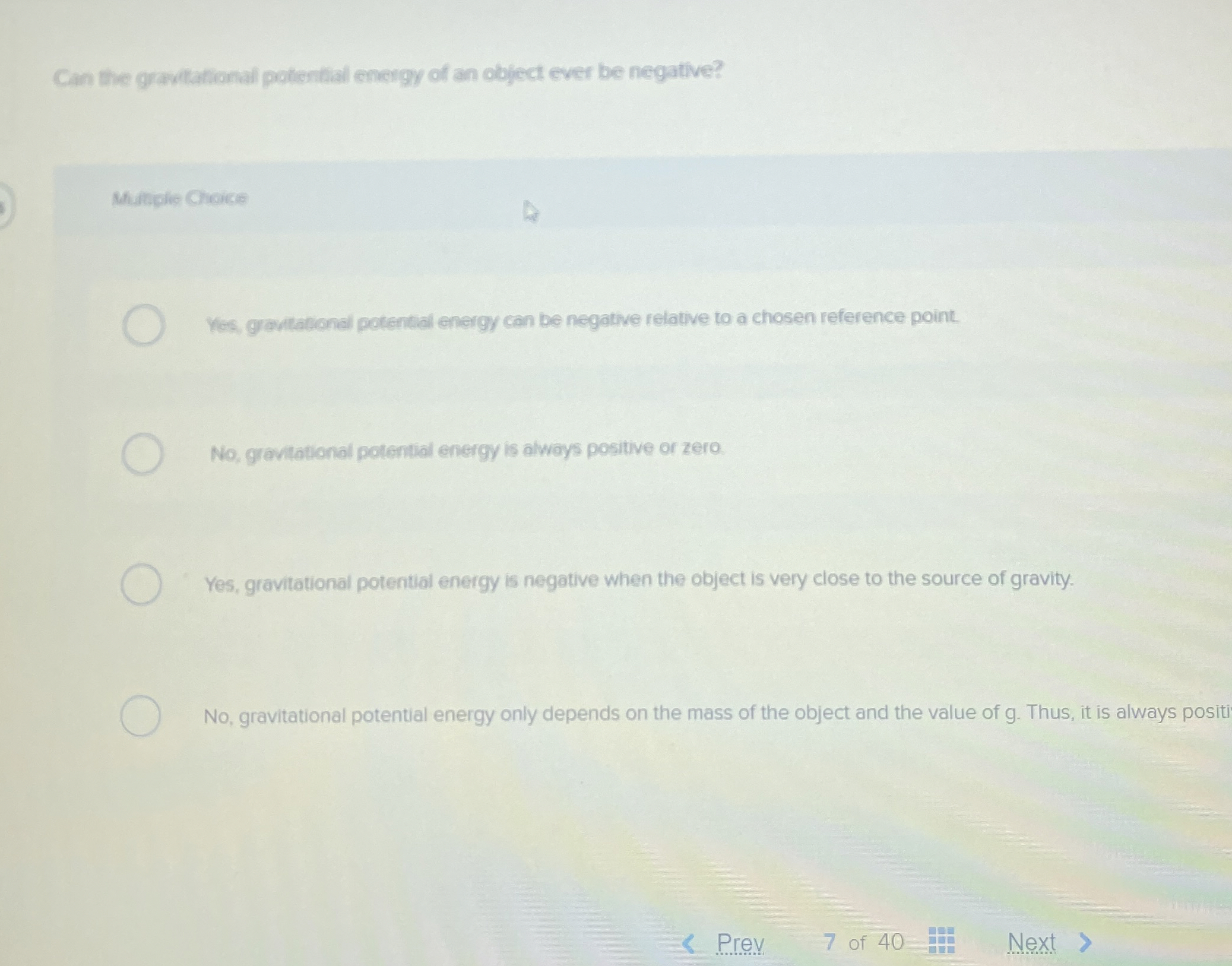 Can the gravtational potiential energy of an