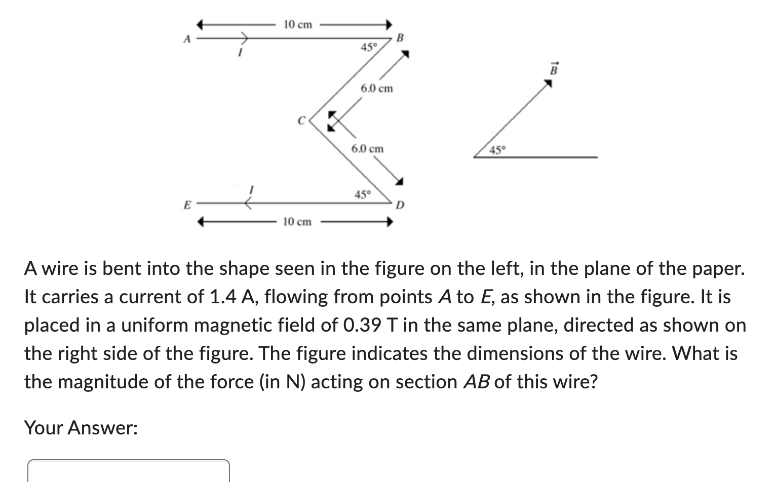 A wire is bent into the shape seen in the figure