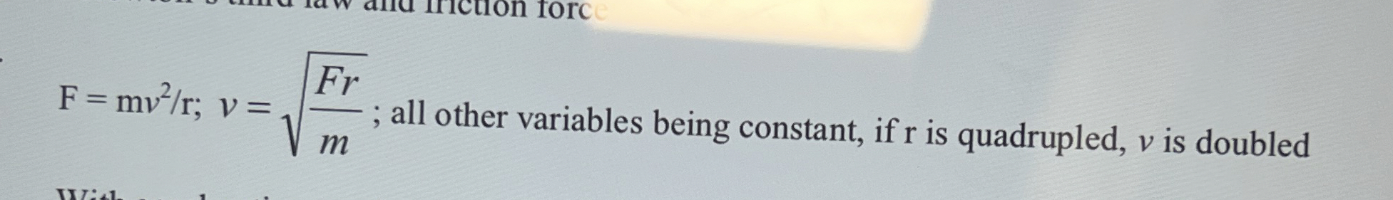 F = m v 2 r ; v = F r m 2 ; all other variables