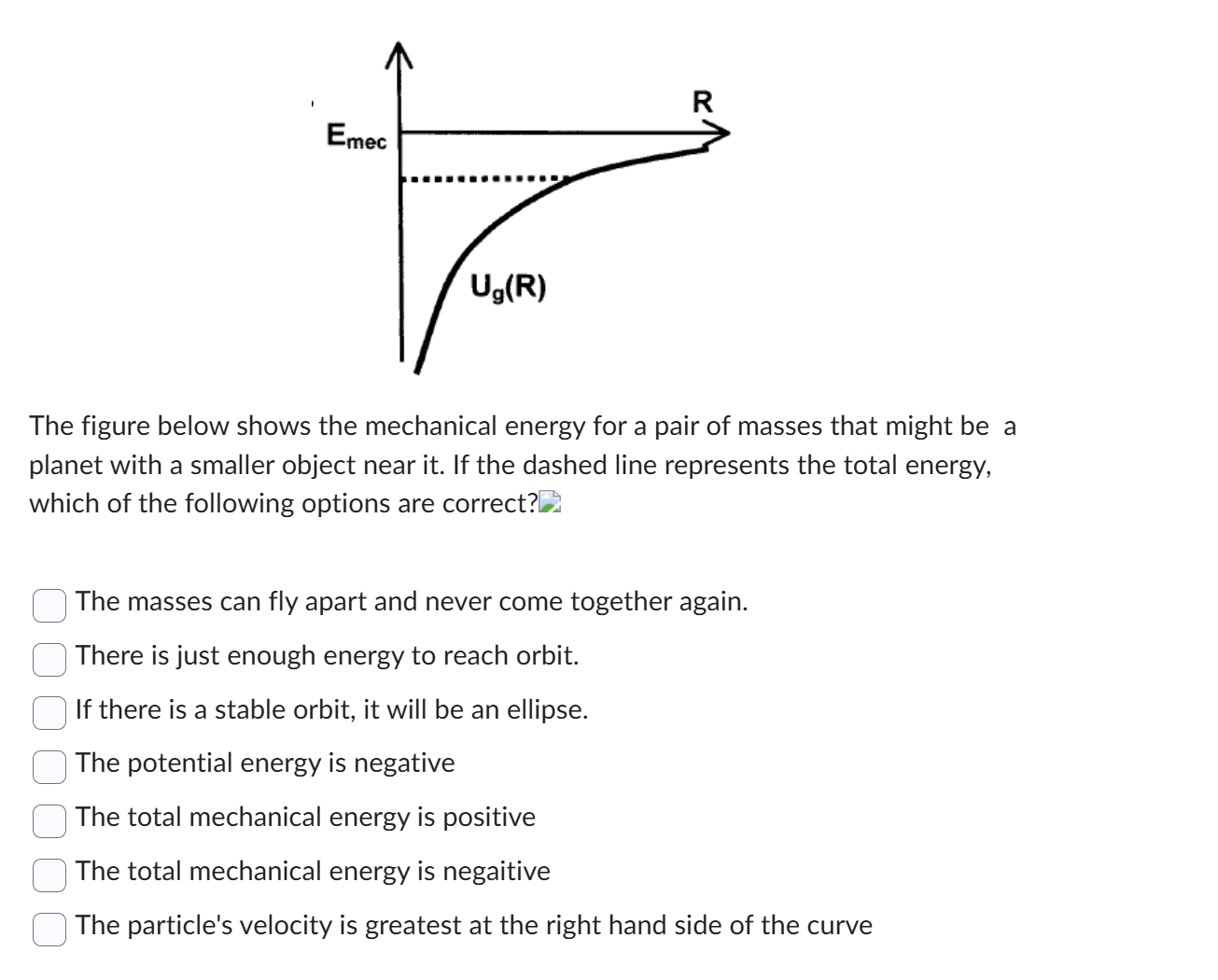 The figure below shows the mechanical energy for