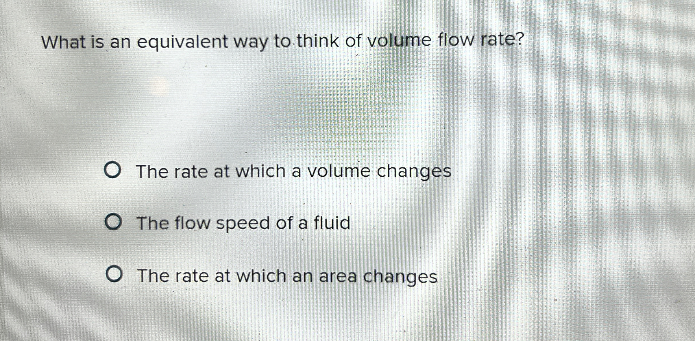 What is an equivalent way to think of volume flow