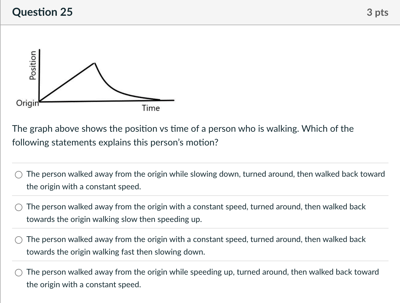 Question 2 5 The graph above shows the position