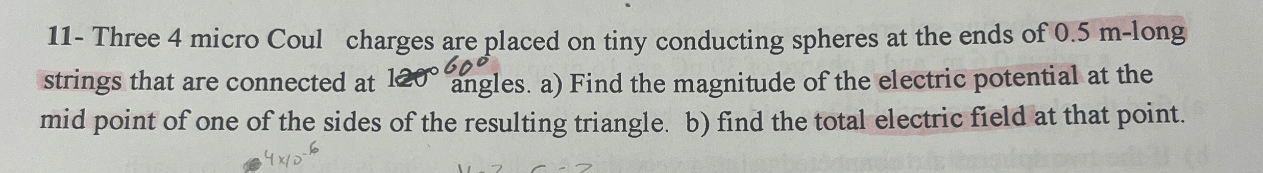 1 1 - Three 4 micro Coul charges are placed on