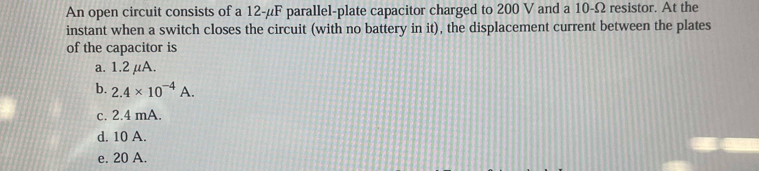 An open circuit consists of a 1 2 - F parallel -