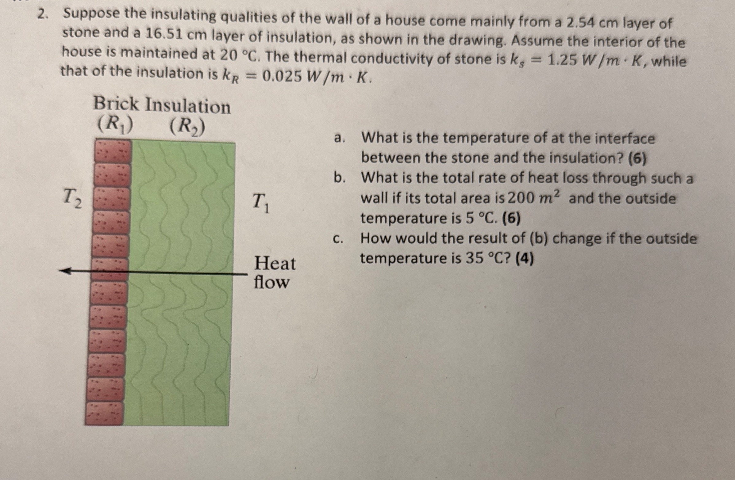 Suppose the insulating qualities of the wall of a