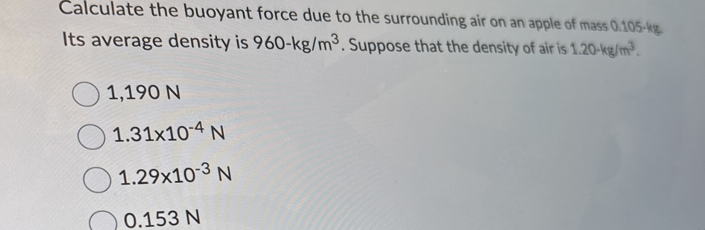 Calculate the buoyant force due to the
