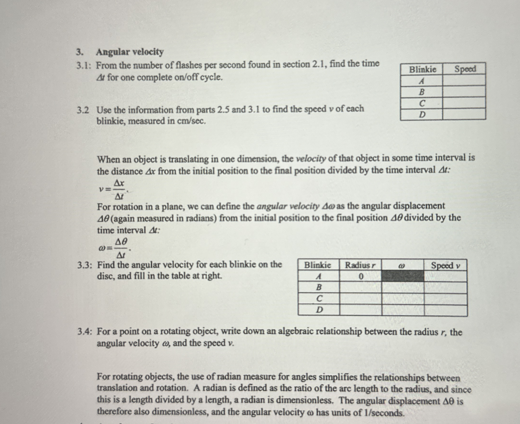 Angular velocity 3 . 1 : From the number of