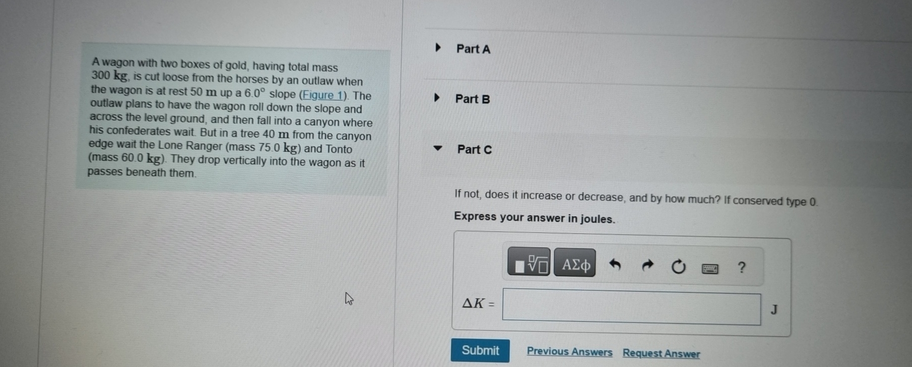 A wagon with two boxes of gold, having total mass