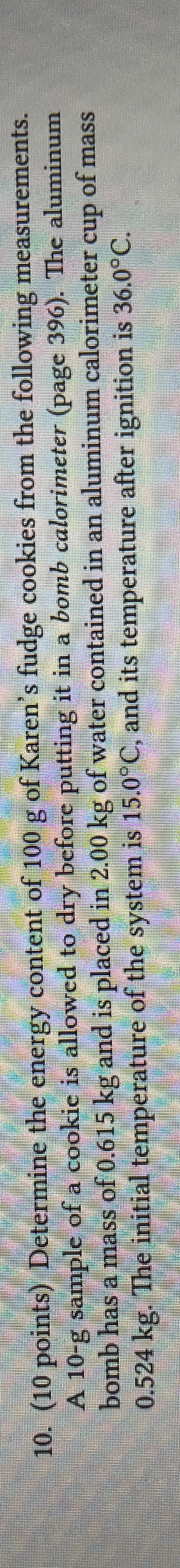 ( 1 0 points ) Determine the energy content of 1