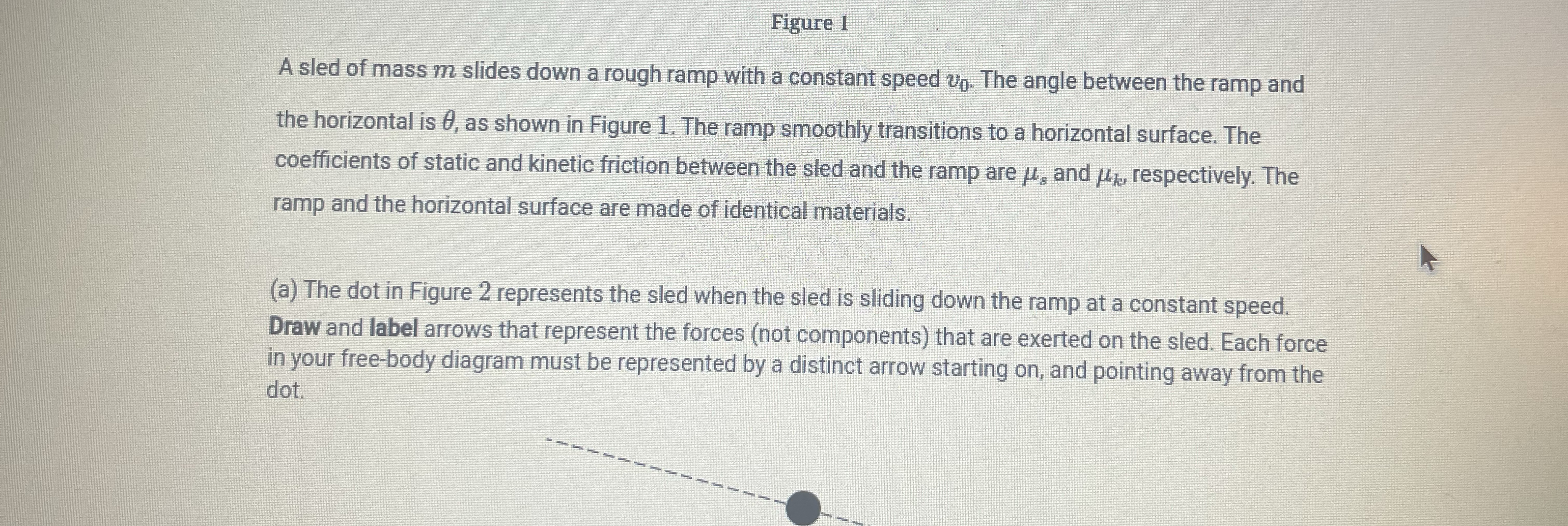 Figure 1 A sled of mass m slides down a rough