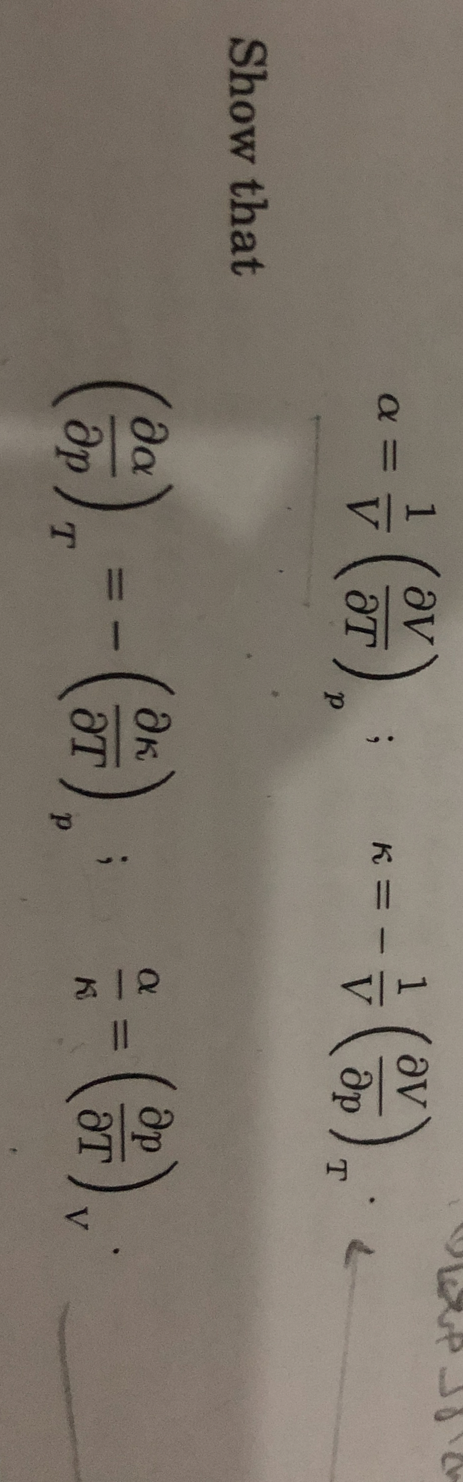 = 1 V ( d e l V d e l T ) p ; , = - 1 V ( d e l V