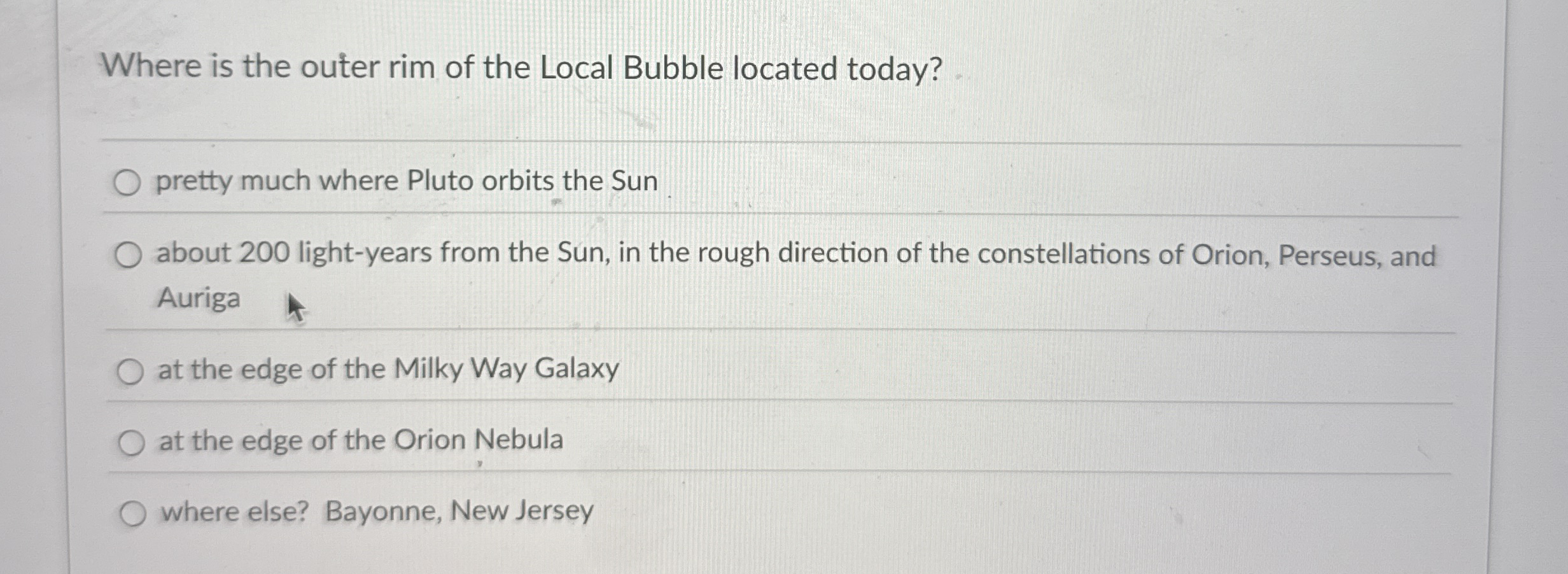 Where is the outer rim of the Local Bubble