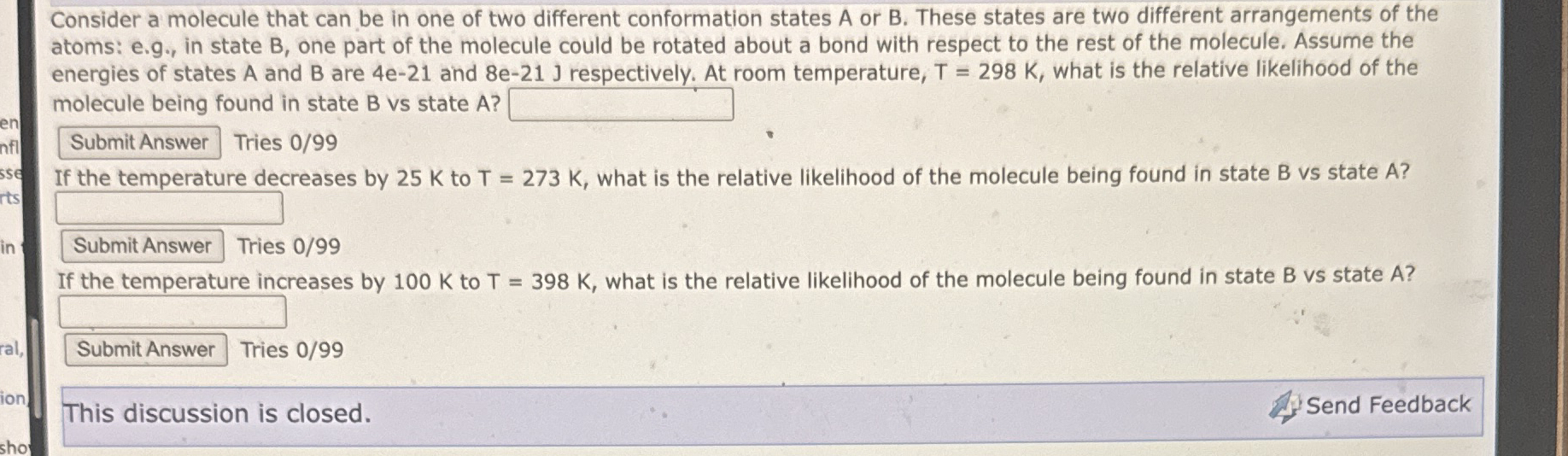 Consider a molecule that can be in one of two