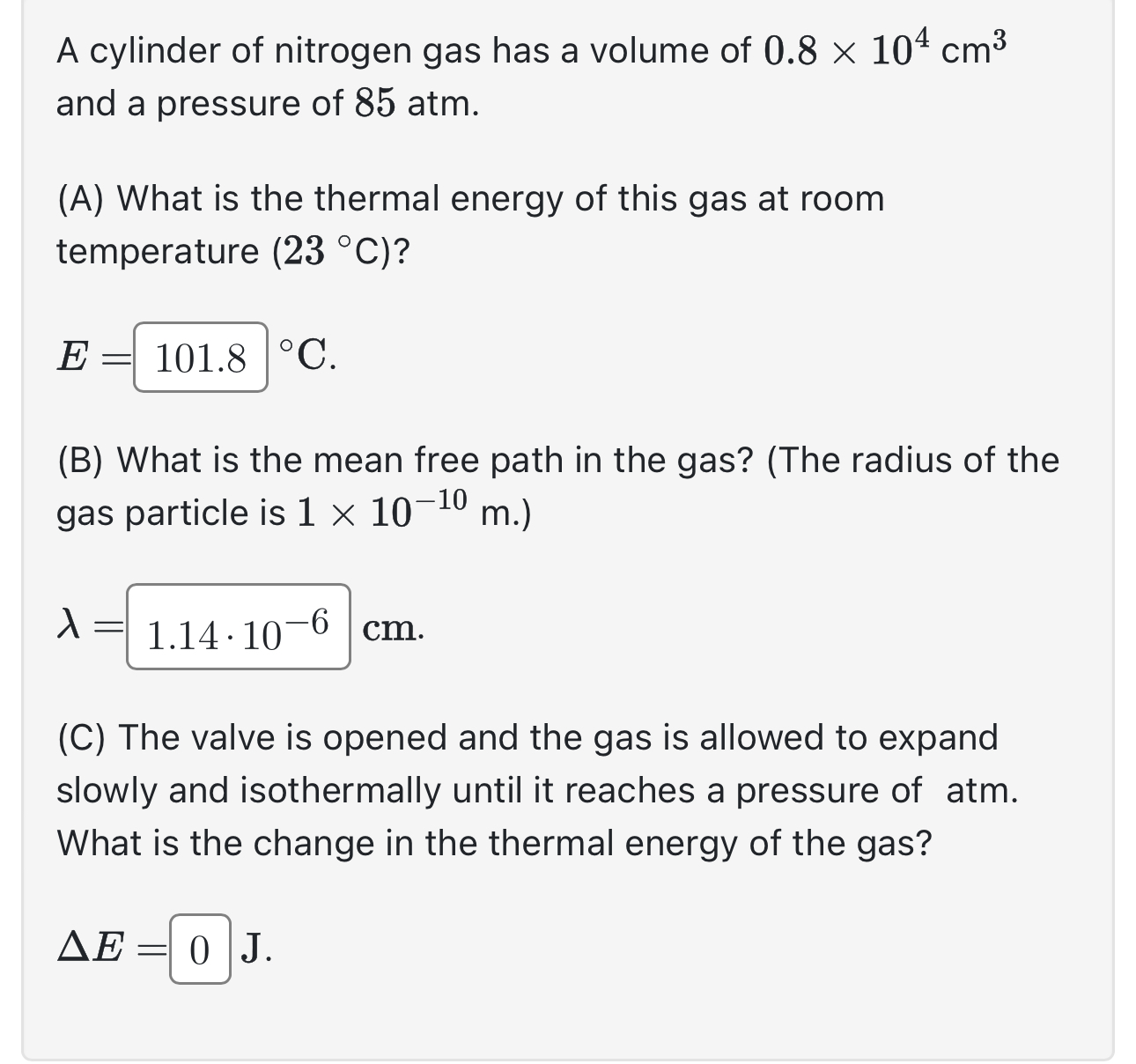 A cylinder of nitrogen gas has a volume of 0 . 8
