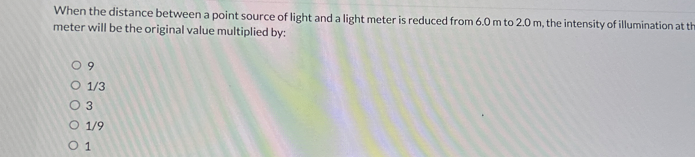 When the distance between a point source of light