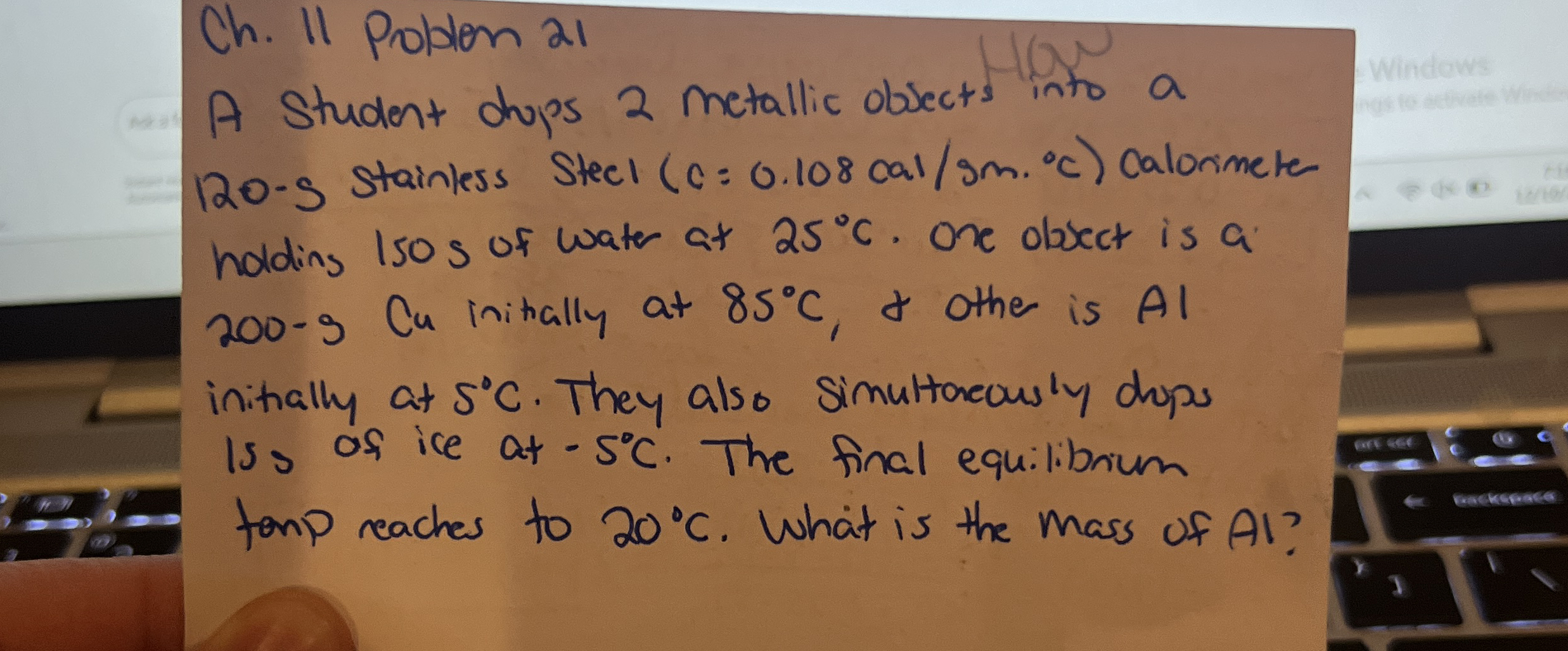Ch . 1 1 Problen 2 1 A student dups 2 metallic