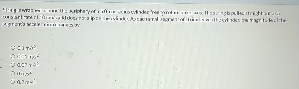 String is wrapped around the periphery of a 5 . 0