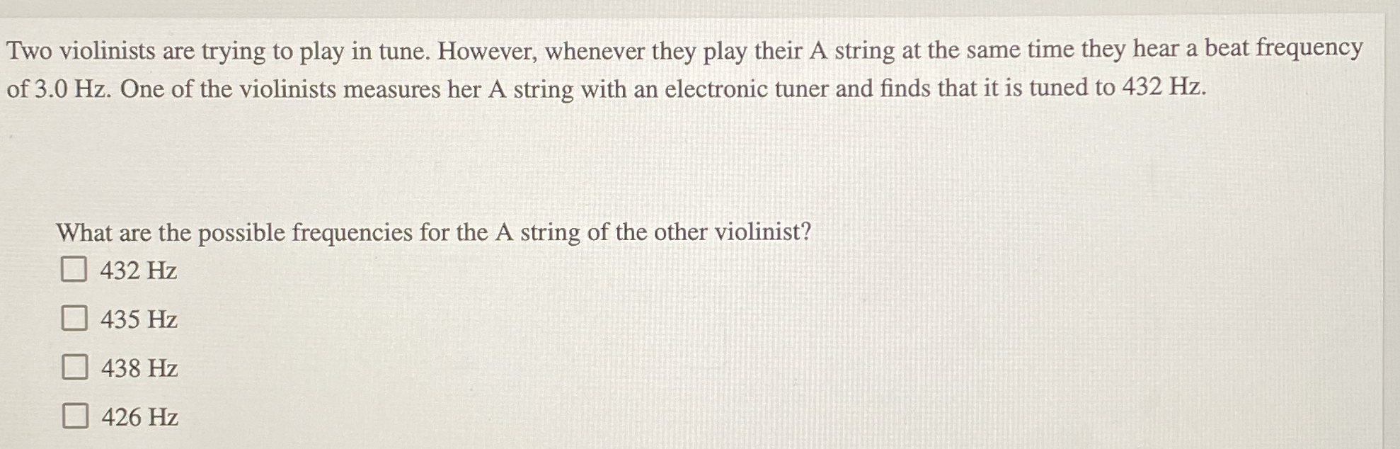 Two violinists are trying to play in tune.